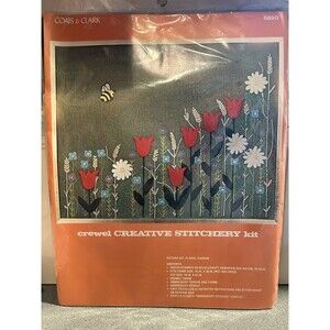 NEW VTG Coats & Clark Crewel Stitchery Kit FLORAL GARDEN 5810 Embroidery